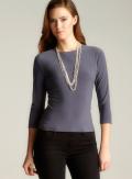 Paniz Petite Crewneck 3/4-sleeve Blouse