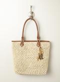 Straw Studios Solid Straw Tassle Tote