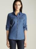 Velvet Heart Tab Sleeve Denim Button Down