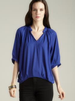Rosettes Stand Collar V-neck Blouse