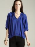 Rosettes Stand Collar V-neck Blouse