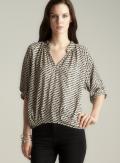 Rosettes Stand Collar V-neck Blouse