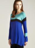 Larsen Gray Colorblock Crew Neck Top