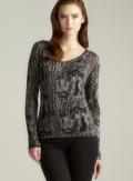 Pure Karma Sheer Printed V-neck Top