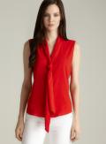 Calvin Klein Sleeveless Tie Neck Button Down