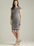 Max Studio Draped Neck Striped Jersey Dress