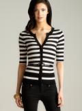 Red Black Striped Belted Cardigan