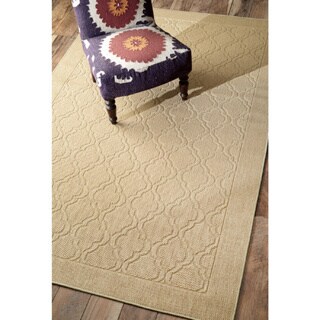 Solid Modern Trellis Jute Beige Rug (8' x 10')