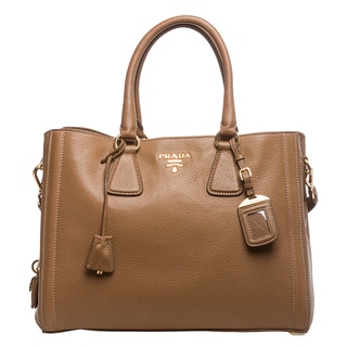 Prada 'Cervo' Camel Leather Center-zip Tote