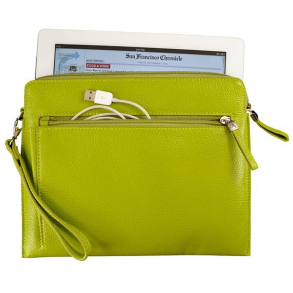 Alicia Klein Lime Green Leather Tablet Sleeve