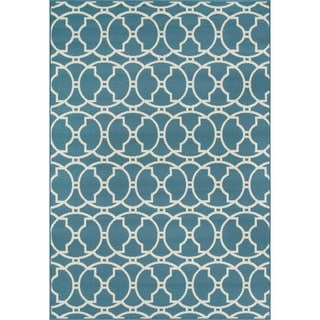 Moroccan Tile Blue Indoor/ Outdoor Rug (5'3 x 7'6)