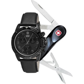 Wenger Men's Zurich Blackout Watch and Evo Swiss Army Knife Gift Set