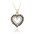 Glitzy Rocks 18k Gold over Silver Sapphire and 1/8ct TDW Diamond Heart Necklace (I-J, I2-I3) 