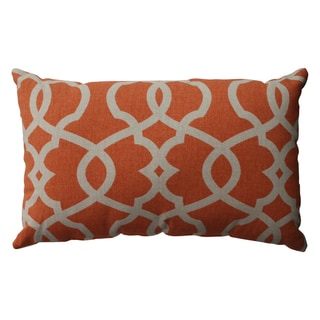 Great Prices Pillow Perfect Lattice Damask Tangerine Rectangular Throw Pillow