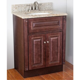 Heritage Granite Top Vanity Cabinet and Brushed Nickel Faucet