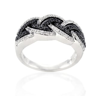 Beverly Hills Charm Silver 1/2ct TDW Black and White Diamond Ring (H-I, I1-I2)