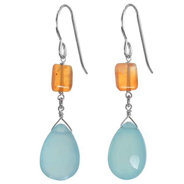 Ashanti Sterling Silver Multigemstone Briolette Earrings (Sri Lanka