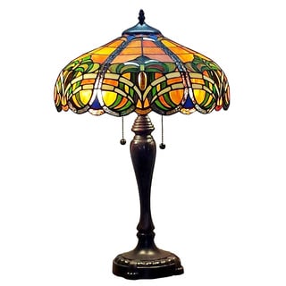 Amora Lighting Tiffany Style 2-light Baroque Table Lamp