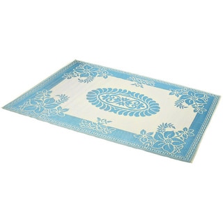 Reversible Turquoise/ White Indoor/ Outdoor Rug (4' x 6')