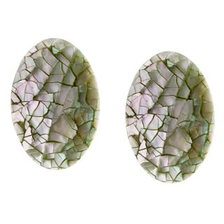 Alexa Starr Silvertone Mosaic Shell Clip-on Earrings