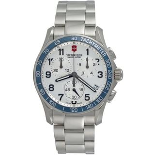Swiss Army Men's Chrono Classic Blue Bezel Stainless Steel Watch