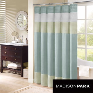 Madison Park Chester Pieced Faux Silk Shower Curtain