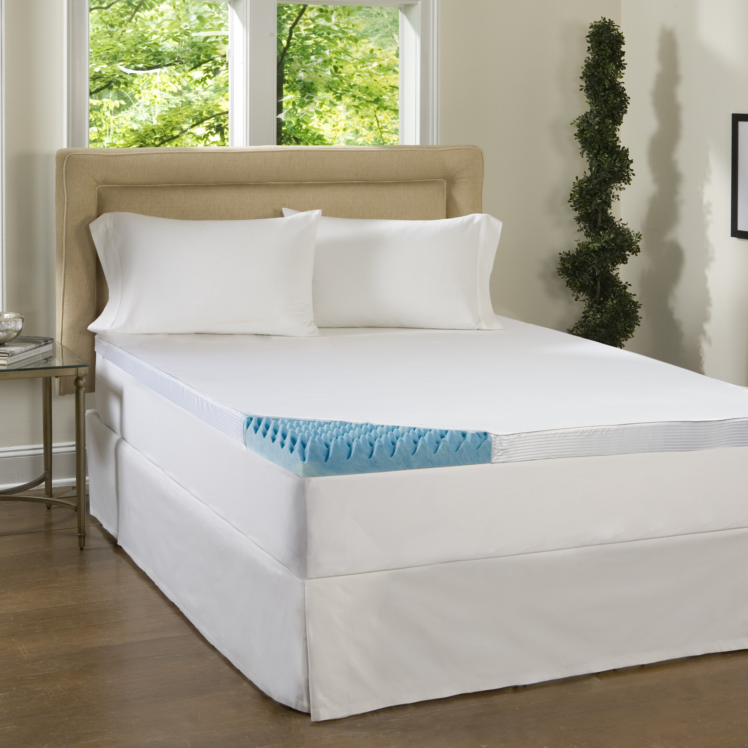 Beautyrest 4inch Sculpted Gel Memory Foam Mattress Topper with Polysilk Cover Overstock