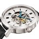 Stuhrling Original Men's 'Lexington' Automatic Skeleton Leather Strap Watch with White Face