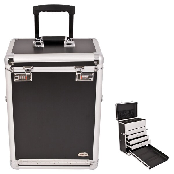 Craft Accents Black Professional Rolling Craft/ Quilting Storage Travel Case with Drawers and