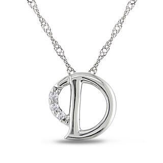 Miadora 14k White Gold Diamond Initial Pendant Necklace