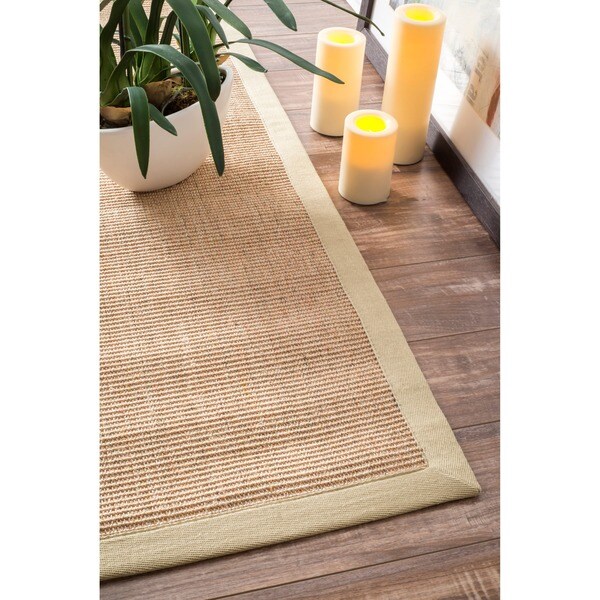 nuLOOM Natural Fiber Cotton Border Sisal Herringbone Rug (2' 6" x 8