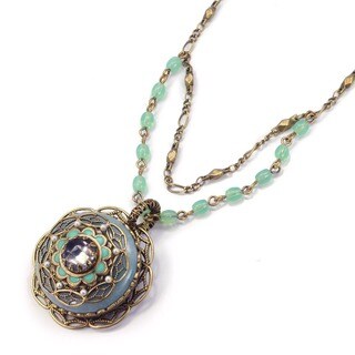 Sweet Romance Bronzetone Amazonite Medallion Necklace