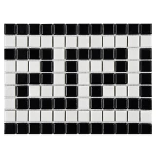 Best Shopping SomerTile 8 x 10.5-inch Victorian Greek Key Matte White and Black Border Porcelain Mosaic Tile (Pack of 10)