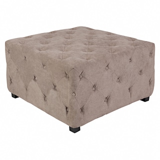angelo:HOME Duncan Parisian Tan-Gray Velvet Large Tufted Cube Ottoman