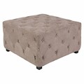 angelo:HOME Duncan Parisian Tan-Gray Velvet Large Tufted Cube Ottoman