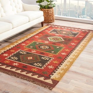 Handmade Flatweave Tribal Pattern Multi-colored Rug (5' x 8')