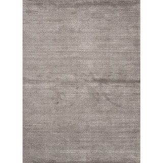 [1] Hand-loomed Solid Pattern Grey/ Black Rug (9' x 12')