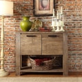 Myra II Modern Rustic Walnut Driftwood Shelved Sideboard Storage Cabinet