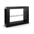 Khanelle Black Multi-storage Tempered Glass Dining Buffet Table
