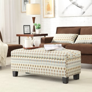Kayla Geometric Fabric Storage Bench Ottoman