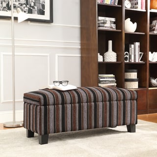 Kayla Coarse Stripe style Fabric Storage Bench Ottoman