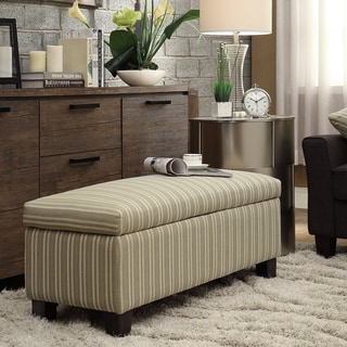 Kayla Colby Stripe Fabric Storage Bench Ottoman