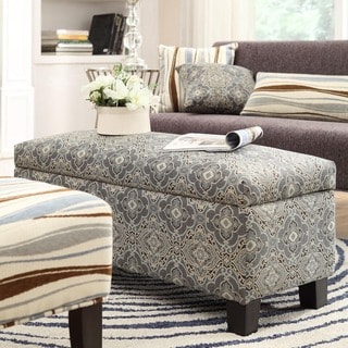 Kayla Medallion Floral Storage Bench Ottoman