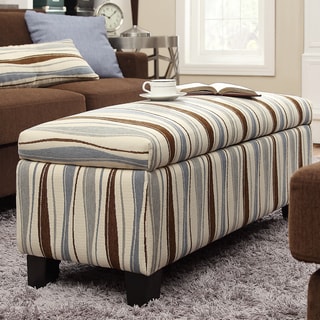 Kayla Pastel Wavy Stripe Fabric Storage Bench Ottoman