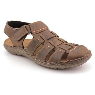 Hush Puppies Men's 'Decode Fisherman' Leather Sandals - Overstock ...