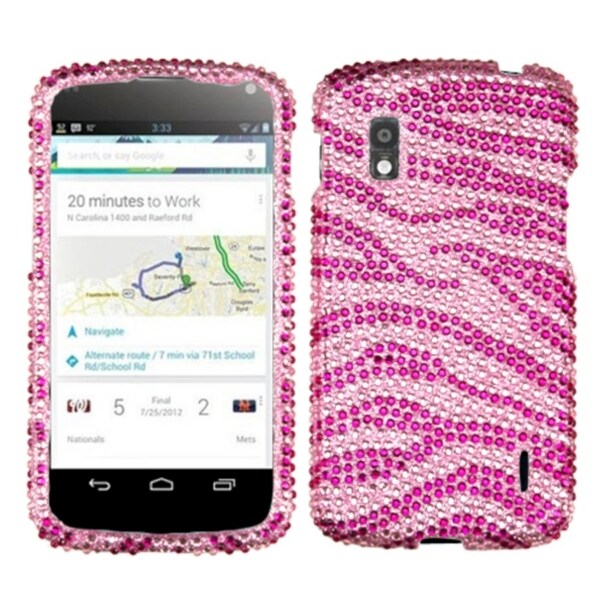 BasAcc Pink/ Hot Pink Zebra Diamante Case for LG E960 Nexus 4