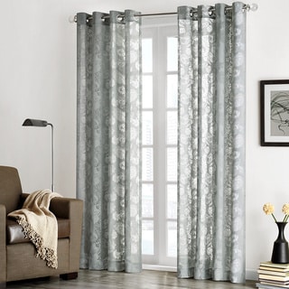Madison Park 'Chace' Burnout Paisley Print Sheer Curtain Panel