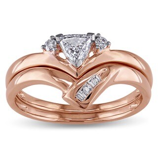 Miadora 14k Rose Gold 1/3ct TDW Diamond Bridal Ring Set (G-H, I1-I2)