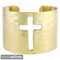 Handcrafted Hammered Cutout Cross Cuff Bracelet (India)