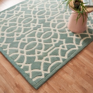 Compare Price Hand-tufted Logan Mist Wool Rug (9'3 x 13')